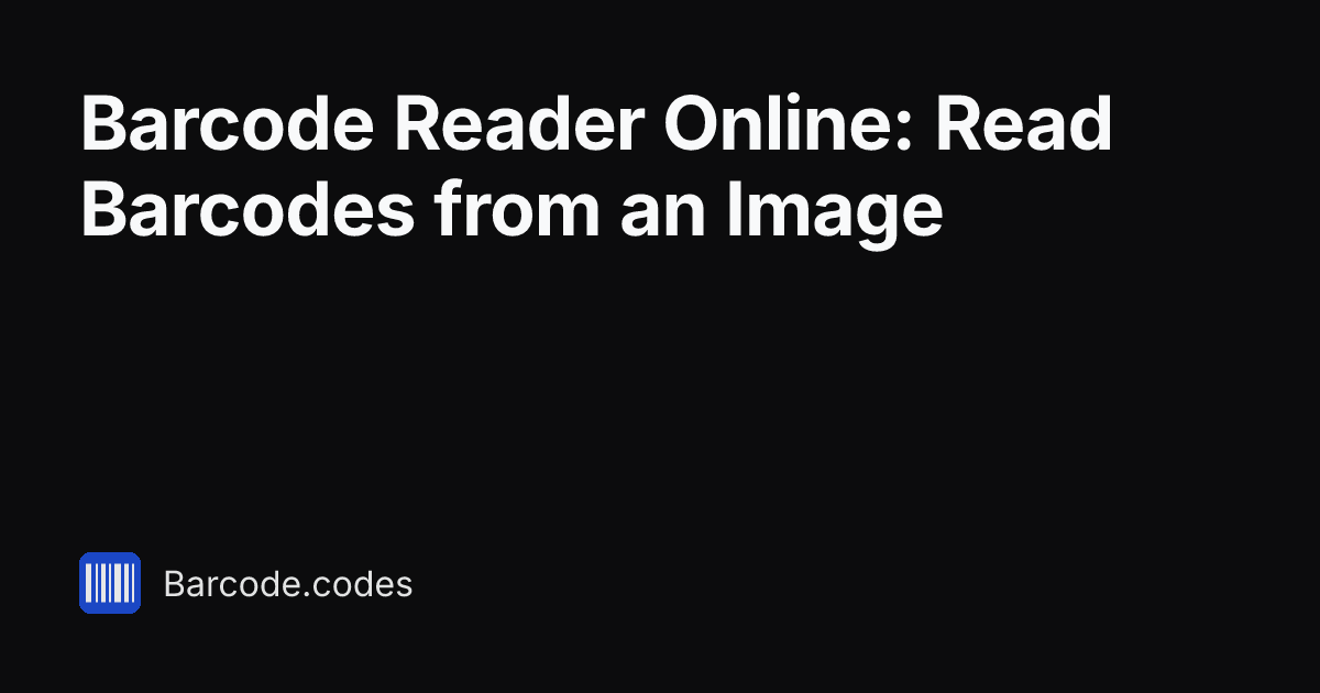Barcode Reader Online: Read Barcodes from an Image