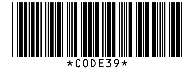 Code 39 barcode for CODE39 with the mod 43 check character W added at the end.