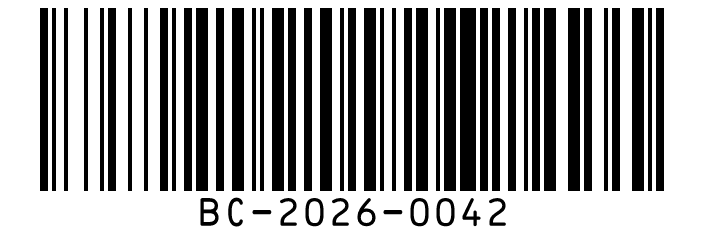 Code 128 barcode for the internal code BC-2026-0042.