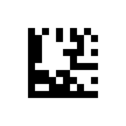 The smallest Data Matrix code, 10 × 10 modules, holding the six digits 123456.