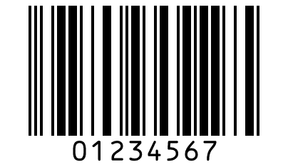 Interleaved 2 of 5 barcode for the seven digits 1234567, drawn as 01234567 with a leading 0 to make the count even.