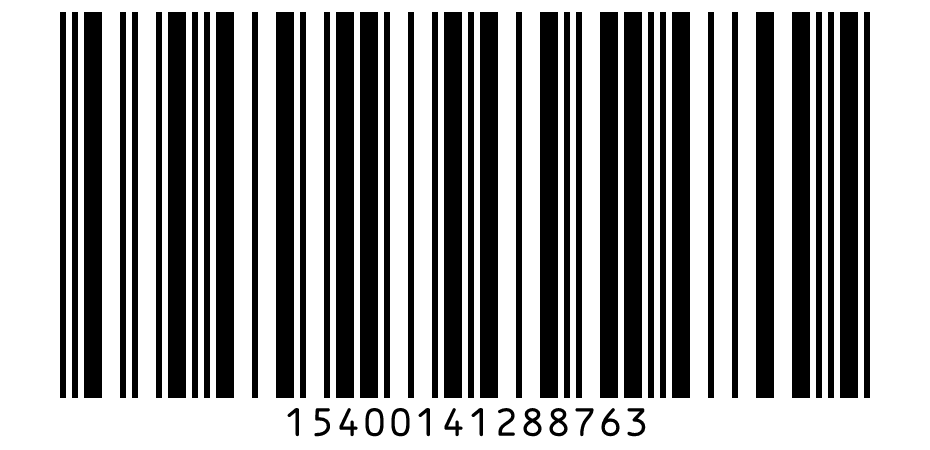 ITF-14 barcode 15400141288763 without bearer bars.