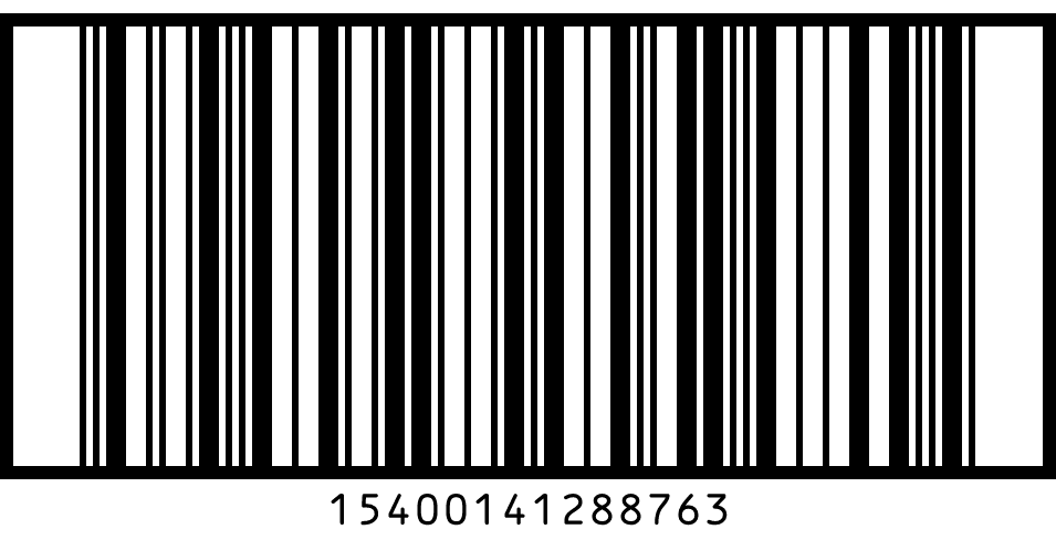 ITF-14 barcode for the GTIN-14 15400141288763, inside bearer bars.