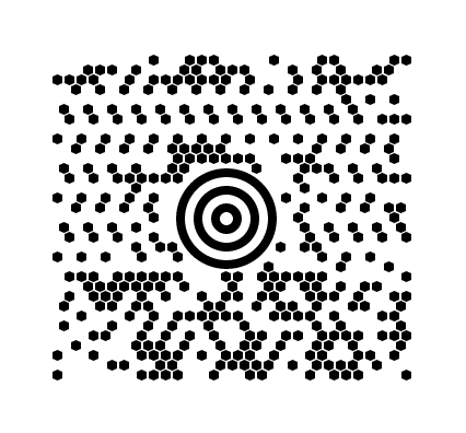 MaxiCode holding the text Barcode.codes MaxiCode: hexagons around a bullseye.