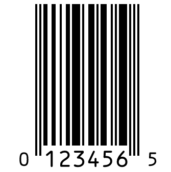 UPC-E barcode 01234565, the 8-digit short form of a UPC-A.